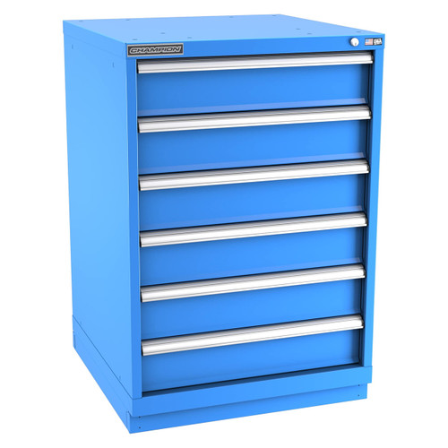 Champion Tool Storage SW1800-0601-ILC-FTB-BB | 28-1/4" Width x 41-3/4" Height x 28-1/2" Depth 6 Drawer 72 Compartments Powder Coated Steel Modular Drawer Cabinet - Bright Blue