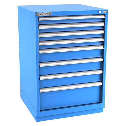 Champion Tool Storage SW1800-0801-ILC-FTB-BB | 28-1/4" Width x 41-3/4" Height x 28-1/2" Depth 8 Drawer 156 Compartments Powder Coated Steel Modular Drawer Cabinet - Bright Blue