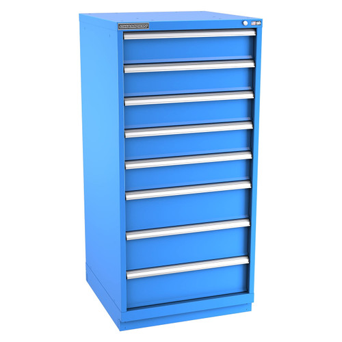 Champion Tool Storage SW2700-0802-ILC-FTB-BB | 28-1/4" Width x 59-1/2" Height x 28-1/2" Depth 8 Drawer 81 Compartments Powder Coated Steel Modular Drawer Cabinet - Bright Blue