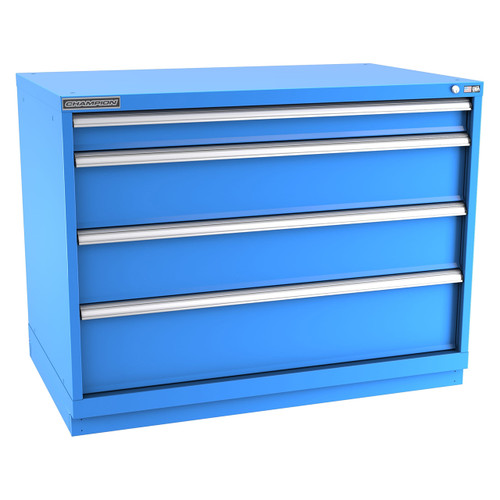 Champion Tool Storage EW1500-0402-ILC-FTB-BB | 47" Width x 35-7/8" Height x 28-1/2" Depth 4 Drawer 104 Compartments Powder Coated Steel Modular Drawer Cabinet - Bright Blue
