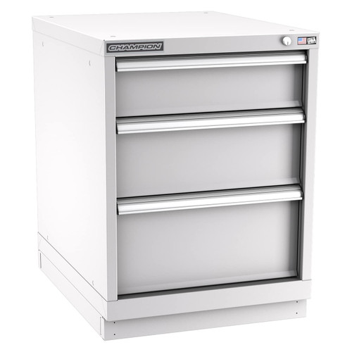 Champion Tool Storage NW1200-0301-ILC-FTB-LG | 22-3/16" Width x 29-7/8" Height x 28-1/2" Depth 3 Drawer 17 Compartments Powder Coated Steel Modular Drawer Cabinet - Light Gray