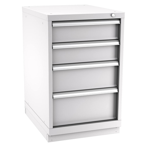 Champion Tool Storage NW1500-0402-ILC-FTB-LG | 22-3/16" Width x 35-7/8" Height x 28-1/2" Depth 4 Drawer 29 Compartments Powder Coated Steel Modular Drawer Cabinet - Light Gray