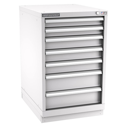 Champion Tool Storage NW1500-0701-ILC-FTB-LG | 22-3/16" Width x 35-7/8" Height x 28-1/2" Depth 7 Drawer 86 Compartments Powder Coated Steel Modular Drawer Cabinet - Light Gray