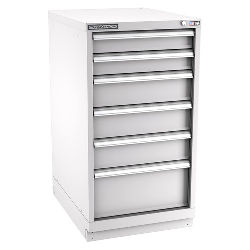 Champion Tool Storage NW1800-0601-ILC-FTB-LG | 22-3/16" Width x 41-3/4" Height x 28-1/2" Depth 6 Drawer 46 Compartments Powder Coated Steel Modular Drawer Cabinet - Light Gray