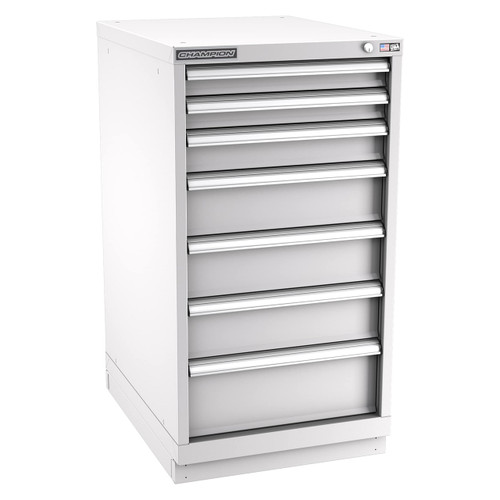 Champion Tool Storage NW1800-0701-ILC-FTB-LG | 22-3/16" Width x 41-3/4" Height x 28-1/2" Depth 7 Drawer 74 Compartments Powder Coated Steel Modular Drawer Cabinet - Light Gray