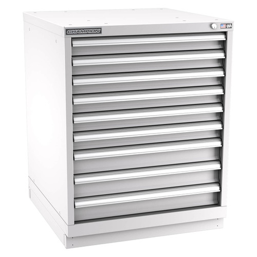 Champion Tool Storage SW1500-0901-ILC-FTB-LG | 28-1/4" Width x 35-7/8" Height x 28-1/2" Depth 9 Drawer 161 Compartments Powder Coated Steel Modular Drawer Cabinet - Light Gray