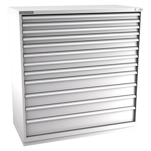 Champion Tool Storage DW2700-1201-ILC-FTB-LG | 56-1/2" Width x 59-1/2" Height x 28-1/2" Depth 12 Drawer 374 Compartments Powder Coated Steel Modular Drawer Cabinet - Light Gray