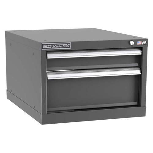 Champion Tool Storage NW600-0202-ILC-DG | 22-3/16" Width x 15-3/4" Height x 28-1/2" Depth 2 Drawer 13 Compartments Powder Coated Steel Modular Drawer Cabinet - Dark Gray