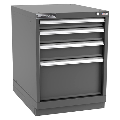 Champion Tool Storage NW1200-0402-ILC-FTB-DG | 22-3/16" Width x 29-7/8" Height x 28-1/2" Depth 4 Drawer 29 Compartments Powder Coated Steel Modular Drawer Cabinet - Dark Gray