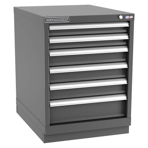 Champion Tool Storage NW1200-0601-ILC-FTB-DG | 22-3/16" Width x 29-7/8" Height x 28-1/2" Depth 6 Drawer 70 Compartments Powder Coated Steel Modular Drawer Cabinet - Dark Gray