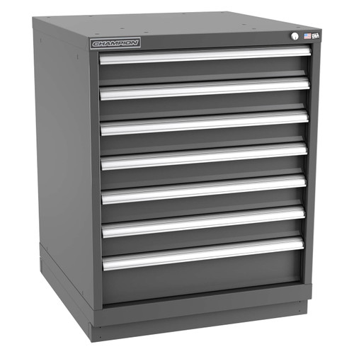 Champion Tool Storage SW1500-0701-ILC-FTB-DG | 28-1/4" Width x 35-7/8" Height x 28-1/2" Depth 7 Drawer 73 Compartments Powder Coated Steel Modular Drawer Cabinet - Dark Gray