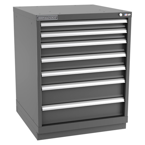 Champion Tool Storage SW1500-0702-ILC-FTB-DG | 28-1/4" Width x 35-7/8" Height x 28-1/2" Depth 7 Drawer 114 Compartments Powder Coated Steel Modular Drawer Cabinet - Dark Gray