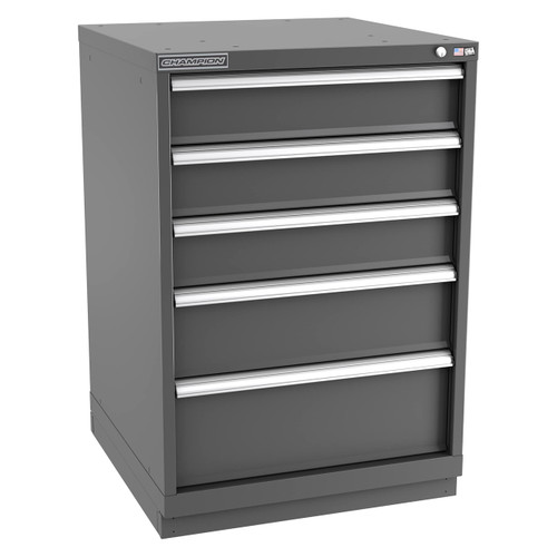 Champion Tool Storage SW1800-0502-ILC-FTB-DG | 28-1/4" Width x 41-3/4" Height x 28-1/2" Depth 5 Drawer 61 Compartments Powder Coated Steel Modular Drawer Cabinet - Dark Gray
