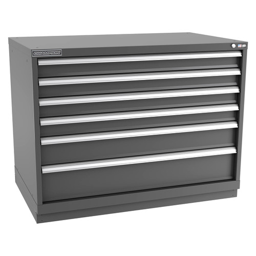 Champion Tool Storage EW1500-0601-ILC-FTB-DG | 47" Width x 35-7/8" Height x 28-1/2" Depth 6 Drawer 188 Compartments Powder Coated Steel Modular Drawer Cabinet - Dark Gray
