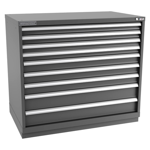 Champion Tool Storage EW1800-0902-ILC-FTB-DG | 47" Width x 41-3/4" Height x 28-1/2" Depth 9 Drawer 240 Compartments Powder Coated Steel Modular Drawer Cabinet - Dark Gray