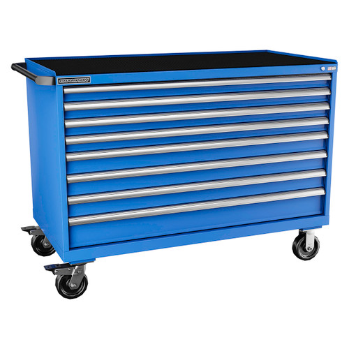 Champion Tool Storage DW1500-0801ILC-MB8-RT-BB | 56-1/2" Width x 43-1/4" Height x 28-1/2" Depth 8 Drawer 284 Compartments Powder Coated Steel Mobile Modular Cabinet with Retainer Top - Bright Blue Champion Tool Storage DW1500-0801ILC-MB8-RT-BB | 56-1/2" Width x 43-1/4" Height x 28-1/2" Depth 8 Drawer 284 Compartments Powder Coated Steel Mobile Modular Cabinet with Retainer Top - Bright Blue
