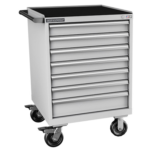 Champion Tool Storage SW1500-0701ILC-MB8-RT-LG | 28-1/4" Width x 42-1/4" Height x 28-1/2" Depth 7 Drawer 83 Compartments Powder Coated Steel Mobile Modular Cabinet with Retainer Top - Light Gray