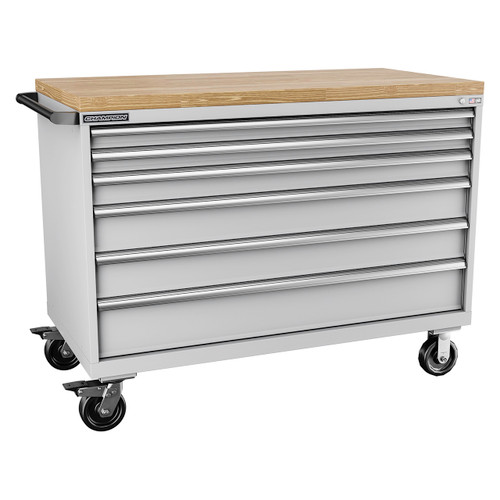 Champion Tool Storage DW1500-0601ILC-MB8-BBT-LG | 56-1/2" Width x 43-1/4" Height x 28-1/2" Depth 6 Drawer 168 Compartments Powder Coated Steel Mobile Modular Cabinet with Butcher Block Top - Light Gray Champion Tool Storage DW1500-0601ILC-MB8-BBT-LG | 56-1/2" Width x 43-1/4" Height x 28-1/2" Depth 6 Drawer 168 Compartments Powder Coated Steel Mobile Modular Cabinet with Butcher Block Top - Light Gray