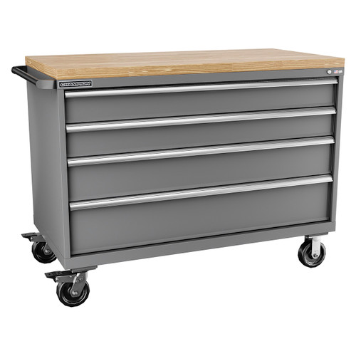 Champion Tool Storage DW1500-0401IL-MB8-BBT-DG | 56-1/2" Width x 43-1/4" Height x 28-1/2" Depth 4 Drawer Powder Coated Steel Mobile Modular Cabinet with Butcher Block Top - Dark Gray Champion Tool Storage DW1500-0401IL-MB8-BBT-DG | 56-1/2" Width x 43-1/4" Height x 28-1/2" Depth 4 Drawer Powder Coated Steel Mobile Modular Cabinet with Butcher Block Top - Dark Gray
