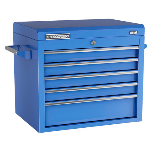 Champion Tool Storage FMP2705TC-BL | 27" Width x 23" Height x 20" Depth 5 Drawer Powder Coated Steel Top Chest Tool Storage - Gloss Blue Champion Tool Storage FMP2705TC-BL | 27" Width x 23" Height x 20" Depth 5 Drawer Powder Coated Steel Top Chest Tool Storage - Gloss Blue