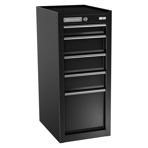 Champion Tool Storage FMP1505SL-BK | 15" Width x 35" Height x 20" Depth 5 Drawer Powder Coated Steel Tool Storage Cabinet - Gloss Black