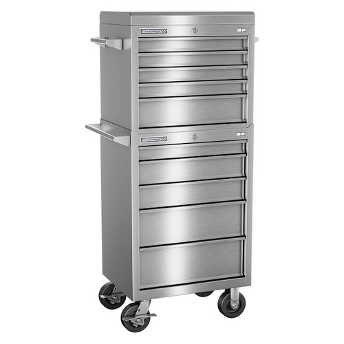 Champion Tool Storage FMPS2710RC | 27" Width x 66" Height x 20" Depth 10 Drawer Brushed Coated Stainless Steel Top Chest Roller Cabinet Combo - Stainless Champion Tool Storage FMPS2710RC | 27" Width x 66" Height x 20" Depth 10 Drawer Brushed Coated Stainless Steel Top Chest Roller Cabinet Combo - Stainless
