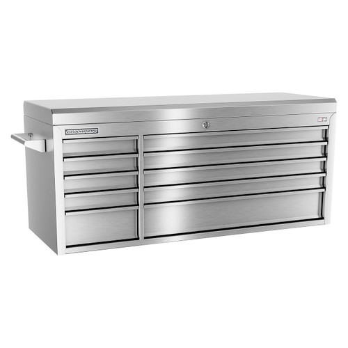 Champion Tool Storage FMPSA5410TC | 54" Width x 23" Height x 20" Depth 10 Drawer Brushed Coated Stainless Steel Top Chest Tool Storage - Stainless Champion Tool Storage FMPSA5410TC | 54" Width x 23" Height x 20" Depth 10 Drawer Brushed Coated Stainless Steel Top Chest Tool Storage - Stainless