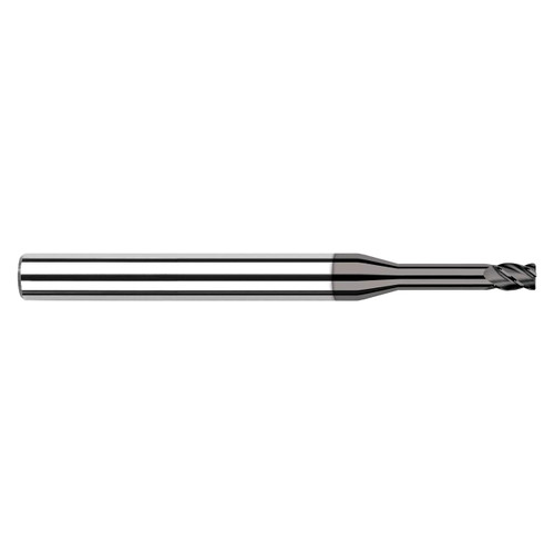 Harvey Tool 717116 | 0.250" Diameter x 1/4" Shank x 0.030" Corner Radius x 0.375" LOC x 4" OAL 4 Flute C5 Coated Corner Radius End Mill