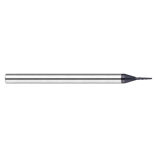 Harvey Tool 714499 | 0.125" Diameter x 5/8" Shank x 0.005" Corner Radius x 1.250" LOC x 4" OAL 3 Flute Uncoated Tapered Corner Radius End Mill