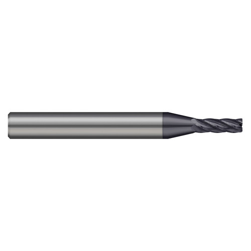Harvey Tool 719410-C3 | 0.250" Diameter x 1/4" Shank x 0.010" Corner Radius x 0.375" LOC x 2-1/2" OAL 5 Flute C3 Coated Corner Radius End Mill