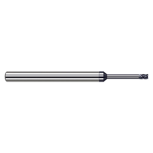 Harvey Tool 812502-C6 | 0.109" Diameter x 1/4" Shank x 0.005" Corner Radius x 0.164" LOC x 2-1/2" OAL 5 Flute C6 Coated Corner Radius End Mill