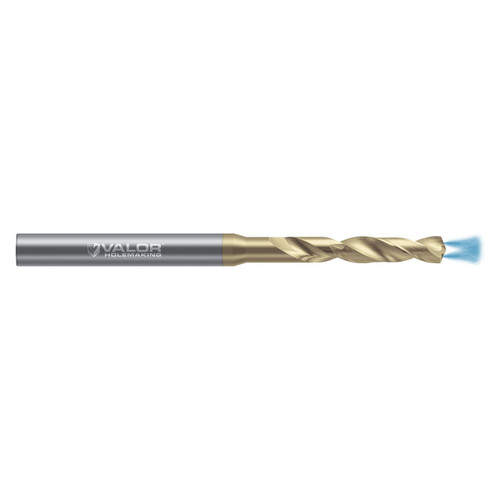 Valor V197695-V | 0.390" Diameter x 10.00mm Shank x 1.517" Flute Length x 75.00mm OAL 2 Flute Val-Max V Coated High Performance Drill