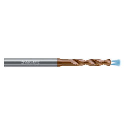 Valor V100940-X | 0.277" Diameter x 8.00mm Shank x 1.652" Flute Length x 100.00mm OAL 2 Flute Val-Max X Coated High Performance Drill