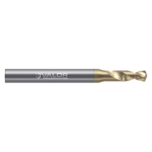 Valor V106038-V | 0.413" Diameter x 12.00mm Shank x 1.689" Flute Length x 100.00mm OAL 2 Flute Val-Max V Coated High Performance Pilot Drill Valor V106038-V | 0.413" Diameter x 12.00mm Shank x 1.689" Flute Length x 100.00mm OAL 2 Flute Val-Max V Coated High Performance Pilot Drill