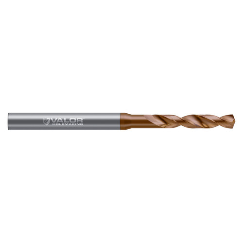Valor V250128-X | 0.081" Diameter x 3.00mm Shank x 0.313" Flute Length x 63.00mm OAL 2 Flute Val-Max X Coated High Performance Drill