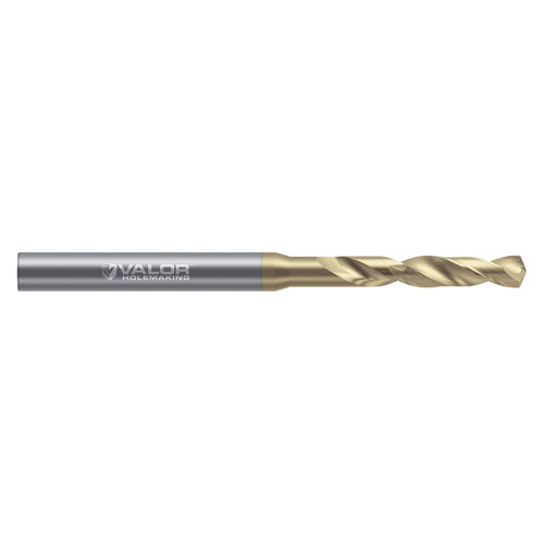 Valor V043384 | 0.196" Diameter x 6.00mm Shank x 0.763" Flute Length x 63.00mm OAL 2 Flute Uncoated High Performance Drill