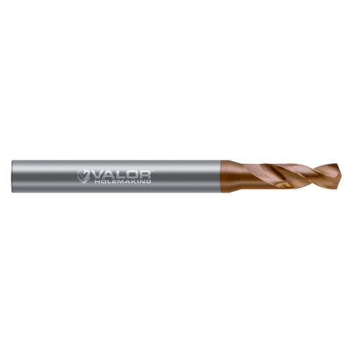 Valor V645271-X | 0.250" Diameter x 8.00mm Shank x 1.008" Flute Length x 75.00mm OAL 2 Flute Val-Max X Coated High Performance Pilot Drill