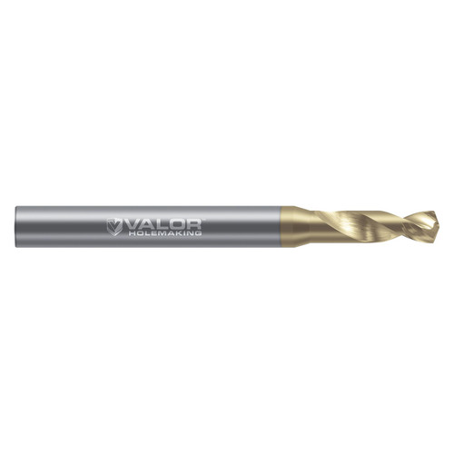 Valor V946050-V | 0.335" Diameter x 10.00mm Shank x 1.368" Flute Length x 75.00mm OAL 2 Flute Val-Max V Coated High Performance Pilot Drill