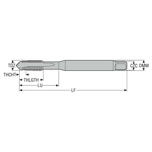 Seco Tools 10001179 | MTP-M10X1.00ISO6HX-TB-S011 MF10X1.0 Thread Size x 0.399" Diameter x 0.394" Shank x 4.002" OAL 3 Flute ACN Coated HSS-E-PM Spiral Point Tap