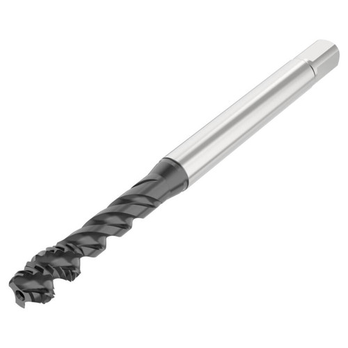 Seco Tools 10139026 | T34A-R45H02C03-10X1-65R MF10X1.0 Thread Size x 0.394" Diameter x 0.394" Shank x 3.543" OAL 45 Degree Helix Angle 3 Flute TiAIN+WC/C Coated HSS-E-PM Spiral Flute Tap