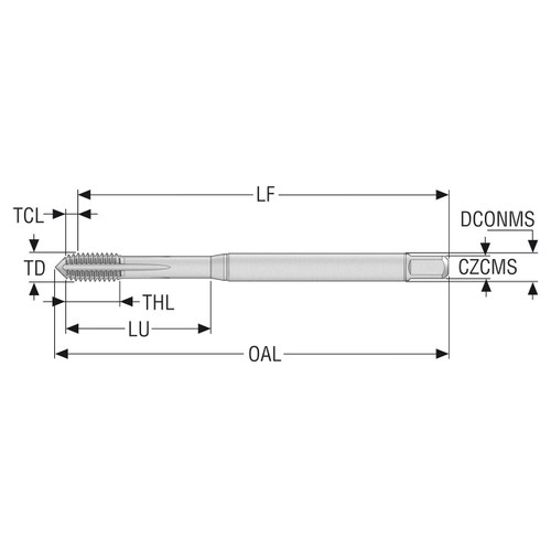 Seco Tools 10139220 | T33-FSN02C03-6X0.75-65R MF6X0.75 Thread Size x 6.00mm Diameter x 6.00mm Shank x 82.40mm OAL 5 Flute TiAIN+TiN Coated HSS-E-PM Thread Forming Tap