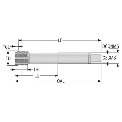 Seco Tools 10139256 | T33-FSN21C09-5/8-14-12R G5/8-14 Thread Size x 22.91mm Diameter x 18.00mm Shank x 125.00mm OAL 7 Flute TiAIN+TiN Coated HSS-E Thread Forming Tap