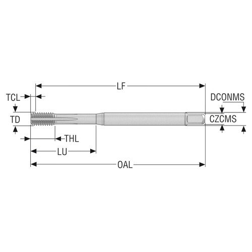 Seco Tools 10139291 | T33-FSC01E03-6X1-65R M6 Thread Size x 6.00mm Diameter x 6.00mm Shank x 80.00mm OAL 5 Flute TiCN Coated HSS-E-PM Thread Forming Tap