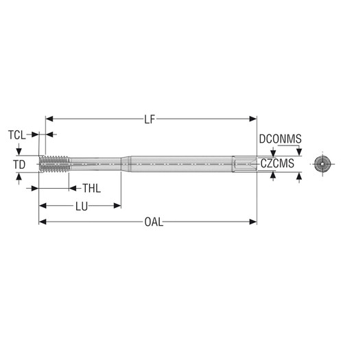 Seco Tools 10139297 | T33A-FSC01E03-10X1.5-65R M10 Thread Size x 10.00mm Diameter x 10.00mm Shank x 100.00mm OAL 5 Flute TiCN Coated HSS-E-PM Thread Forming Tap