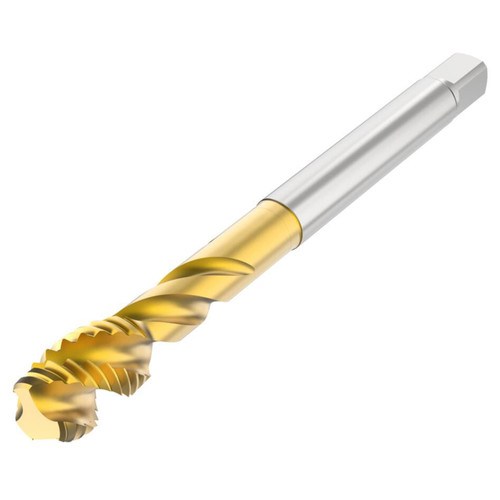 Seco Tools 10139647 | T32-L40N01C06-20X2.5-63L M20 Thread Size x 0.787" Diameter x 0.630" Shank x 5.512" OAL 40 Degree Helix Angle 4 Flute TiAIN+TiN Coated HSS-E Spiral Flute Tap