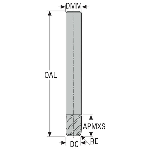 Seco Tools 00025681 | 12.00mm Diameter x 12.00mm Shank x 0.20mm Radius x 75.00mm OAL 3 Flute 50 Degree Helix Angle MEGA Coated Carbide Corner Radius End Mill