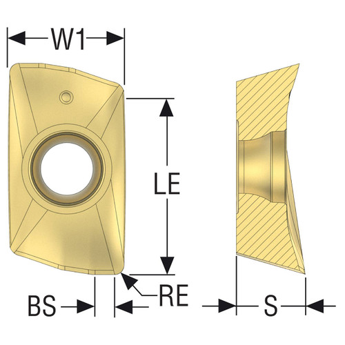 Seco Tools 00035445 | XOEX1204 Size x 0.032" Radius x 0.198" Thickness 2 Cutting Edge Carbide Square Shoulder Milling Insert