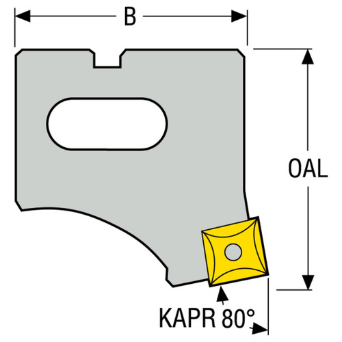 Seco Tools 00039867 | 4.488" Diameter x 3.205" OAL x 3.740" Width 80 Degree Cutting Edge Angle Insert Holder For Use With Boring Head