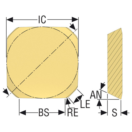 Seco Tools 02421043 | 0.500" Inscribed Circle Diameter x 0.039" Radius x 0.125" Thickness 4 Cutting Edge PCBN Milling Insert