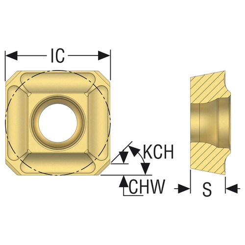 Seco Tools 02493655 | 0.375" Inscribed Circle Diameter x 0.125" Thickness 4 Cutting Edge Carbide Milling Insert